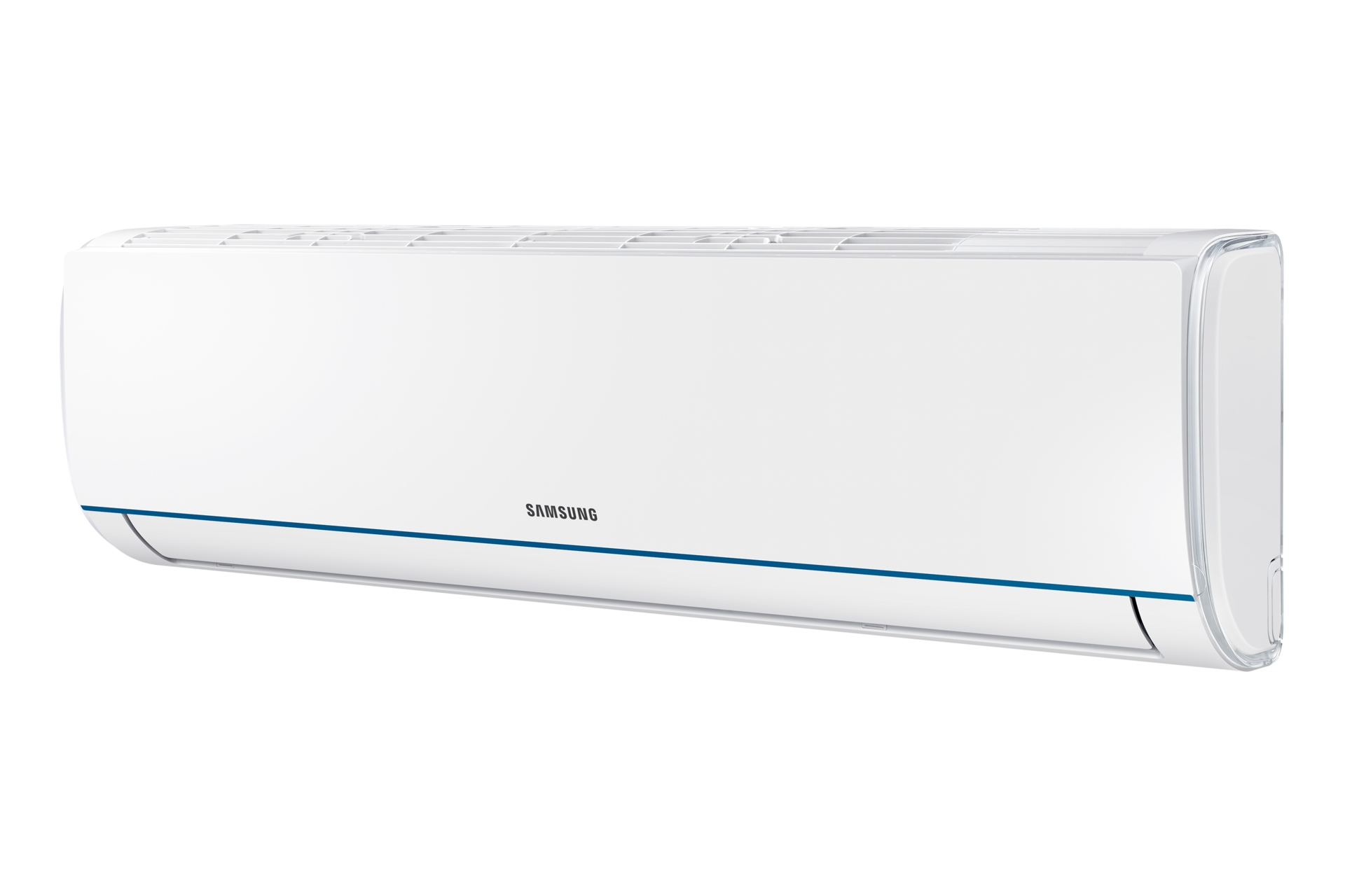 Right view of the Samsung Air Conditioner S-Essential (2.5HP) with HD Filter, Fast Cooling, and Good Sleep technology.
