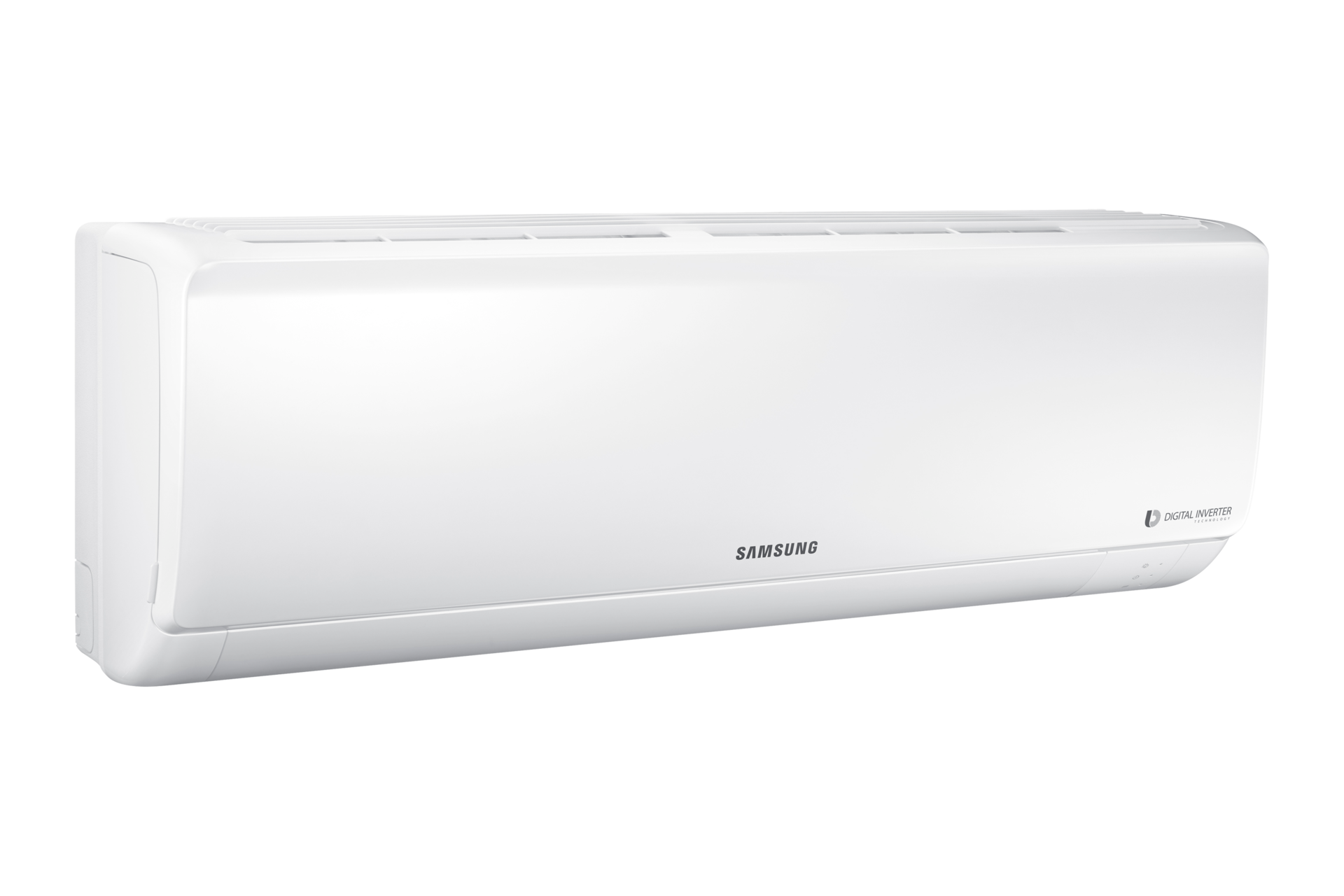 Samsung Inverter Deluxe Wall-Mount Air Conditioner with 8-Pole Inverter, 2.0 HP (F-SME-AR18HJW) left perspective white