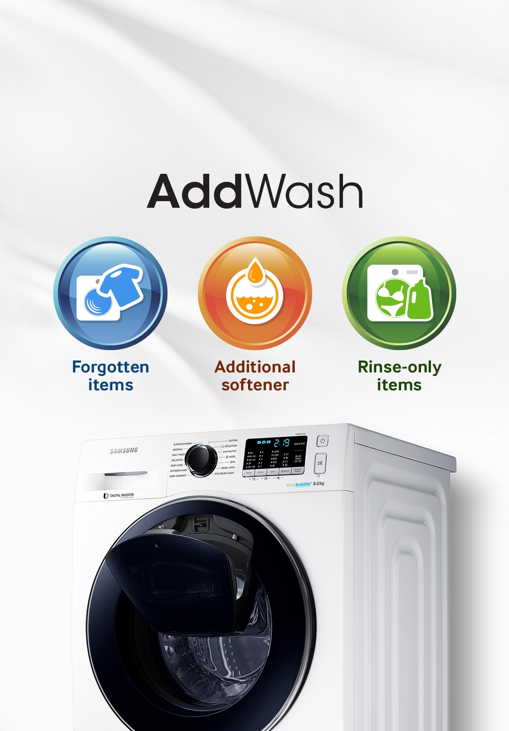 zoete smaak Kust Amuseren Samsung Addwash Wasmachine 9 kg WW90K5400WW | Samsung NL
