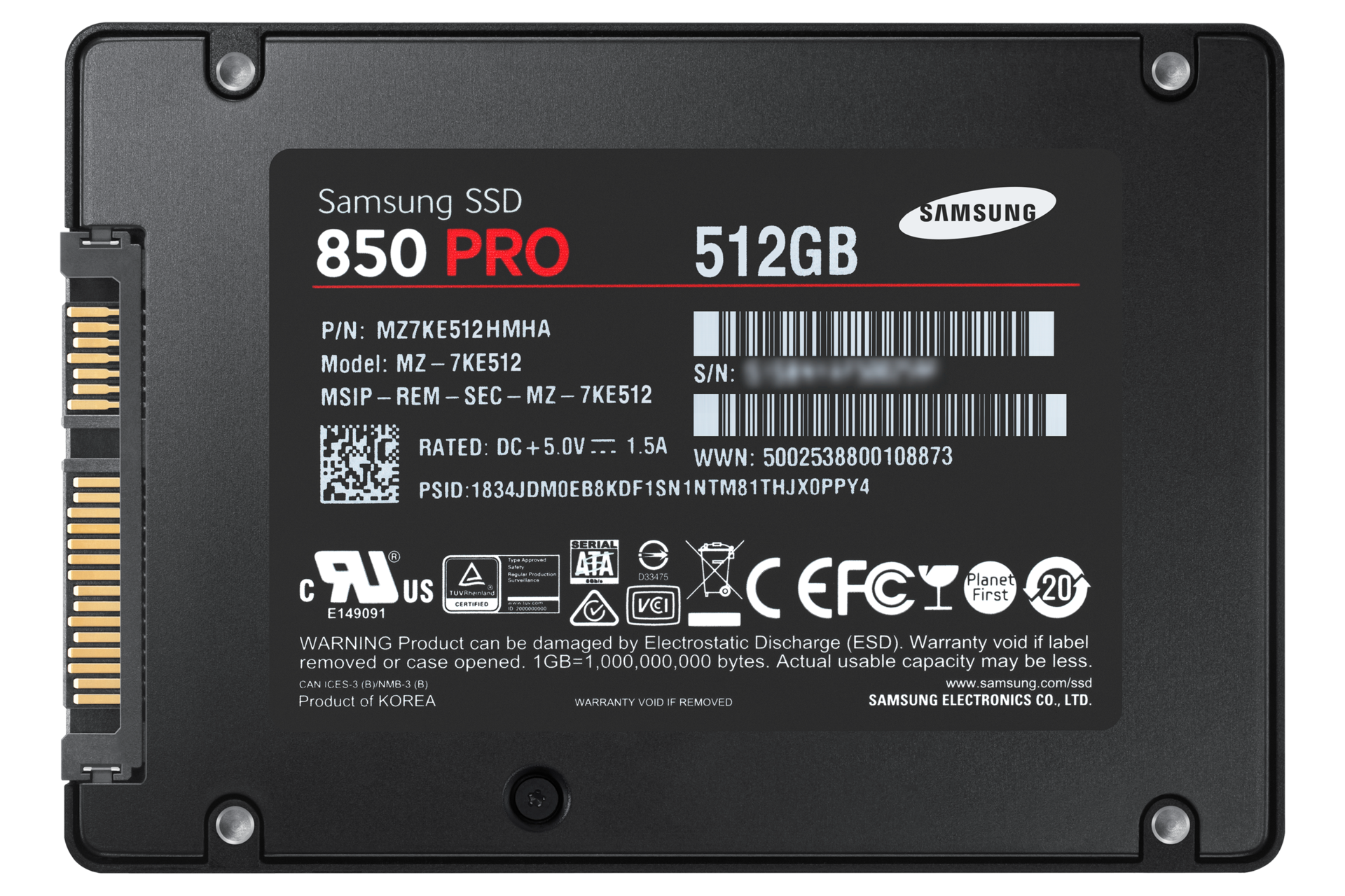 SSD 850 PRO SATA III 2.5tum 512 GB | MZ-7KE512BW | Samsung