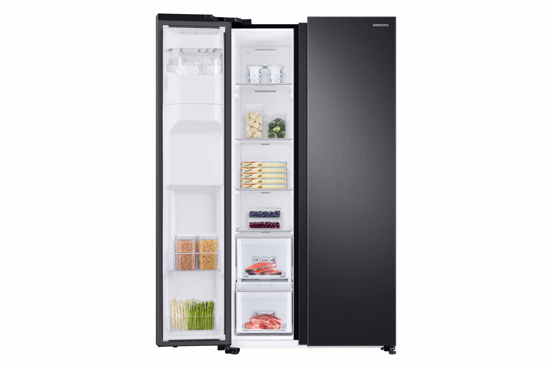 Front left door open with food black