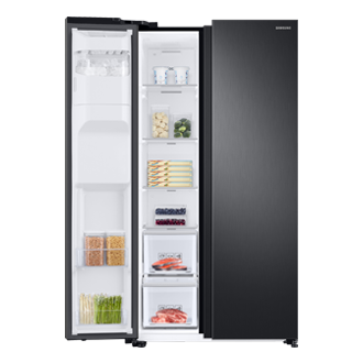 Front left door open with food black