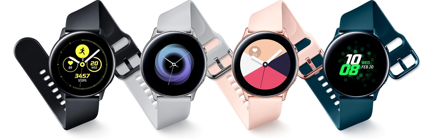galaxy watch active black, silver, rose-gold, green