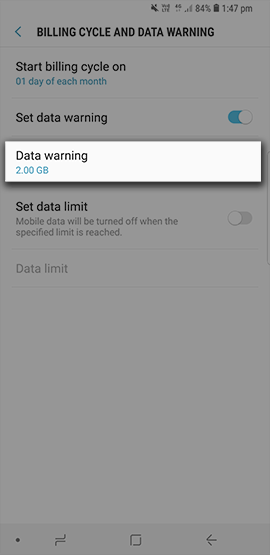 Mobile Data Warning on a Samsung Phone | Samsung Support Australia