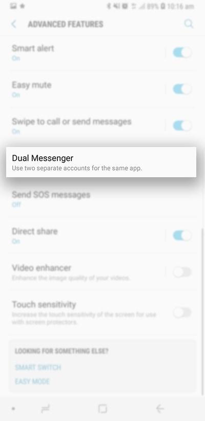 dual messenger on samsung