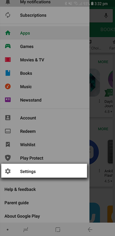 Desplácese hacia abajo para seleccionar Configuración