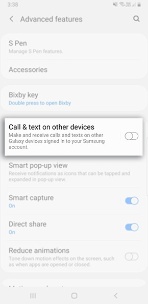 call and text on other devices samsung s8