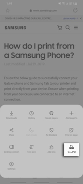 How do I print from a Samsung Phone? | Samsung Support Australia