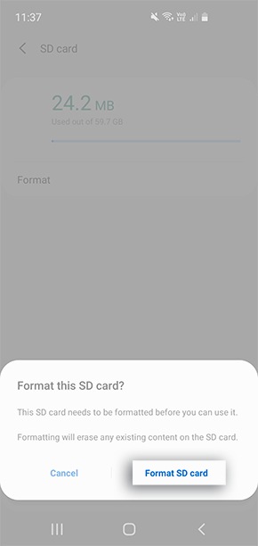 how to format an encrypted sd card