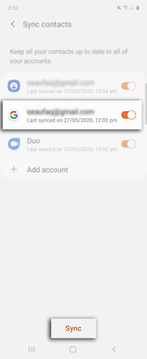 Syncing phone contacts to google