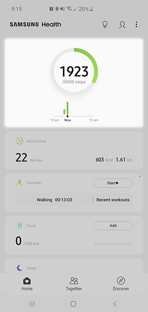 samsung galaxy watch active step counter