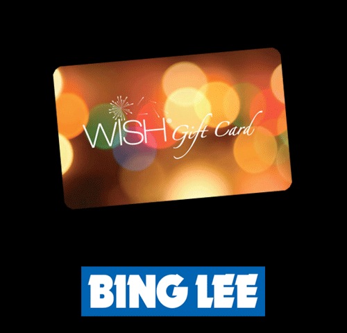 Bing Lee logo and WISH gift card