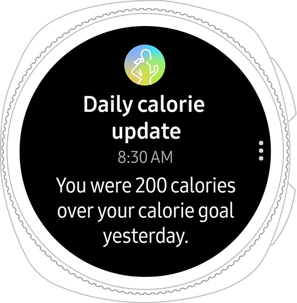 Gear Sport watch face showing daily calorie intake status