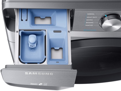 samsung washer water leaks residue detergent clean champagne load self smart care support perform forms following run