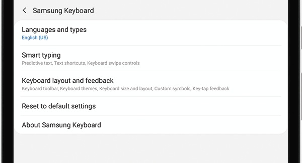 Galaxy Tab A (2019) - Keyboard settings (SM-T510 ...