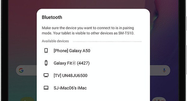 How To Pair Samsung Tablet To Bluetooth Speaker Galaxy Tab A (2019) - Pair a Bluetooth device to your tablet (SM-T510