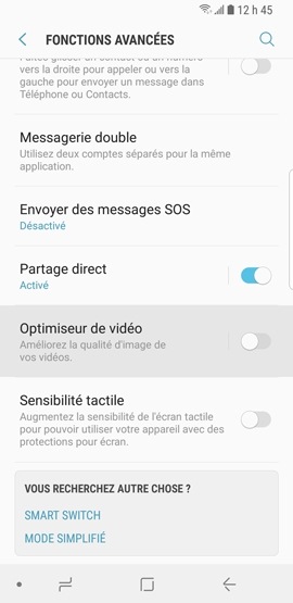 Galaxy S9+ : Fonction optimiseur de vidéo (SM-G965W)