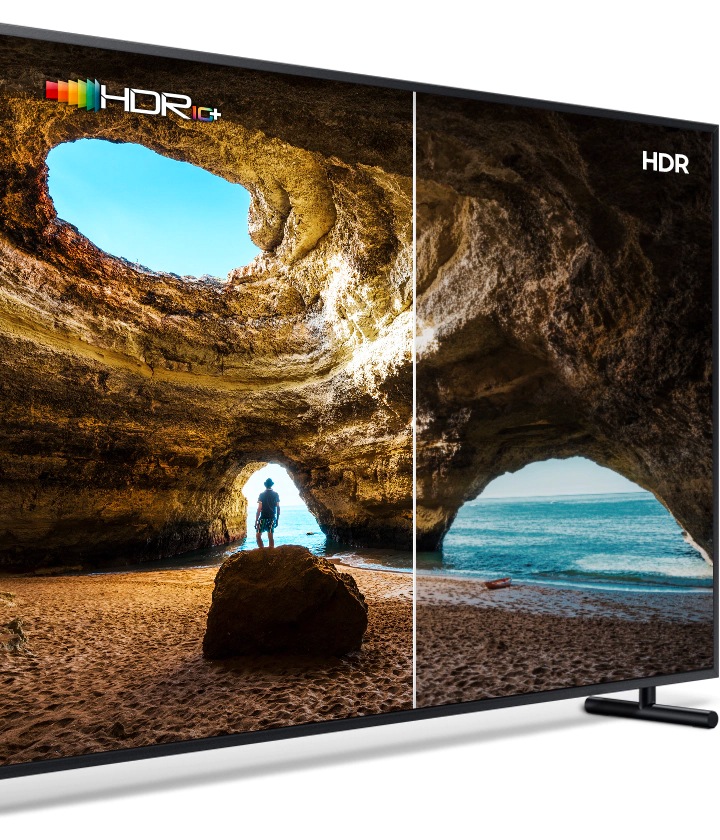 La télé The Frame affiche une photographie de la nature illustrant la différence entre une image HDR et une image non HDR. La HDR 10+ offre de meilleurs contrastes que la HDR classique, révélant plus de détails à chacune des scènes.