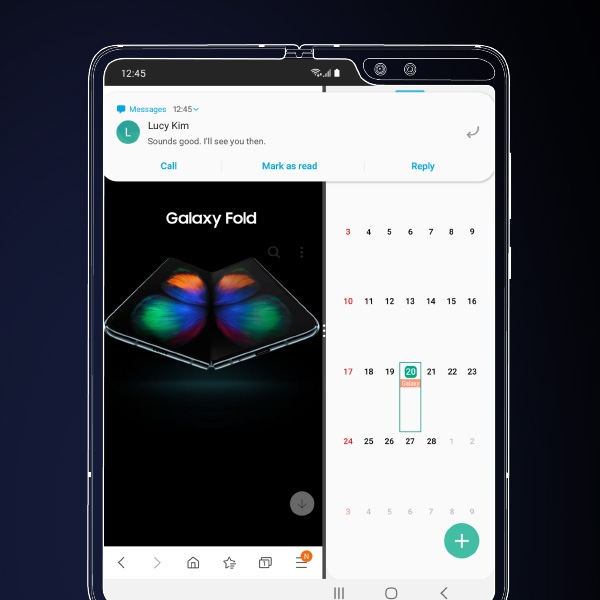Aprende cómo abrir las ventanas nuevas de aplicaciones desde las notificaciones en el Galaxy Fold.