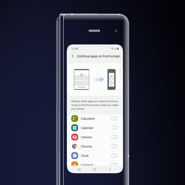 Continúa usando las aplicaciones sin problemas entre las pantallas del Galaxy Fold.
