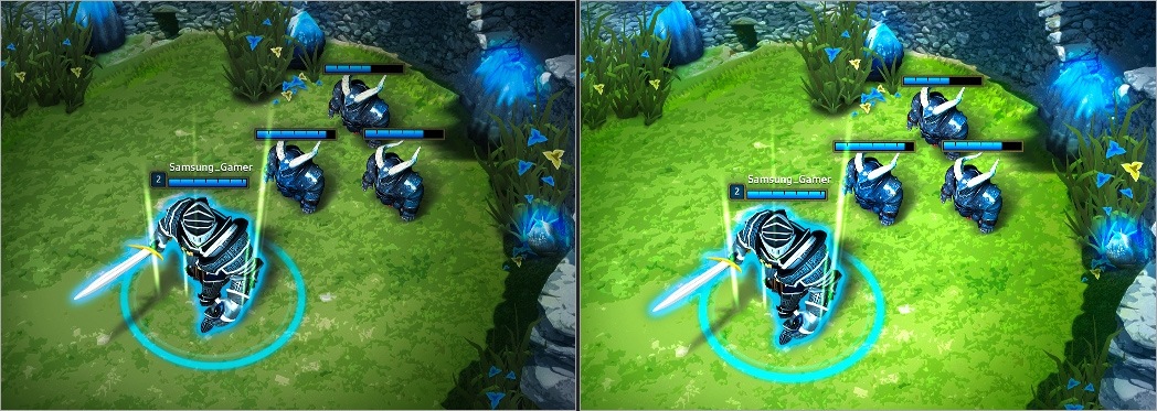 The images captured by the AOS game are compared between the normal mode and the screen mode.