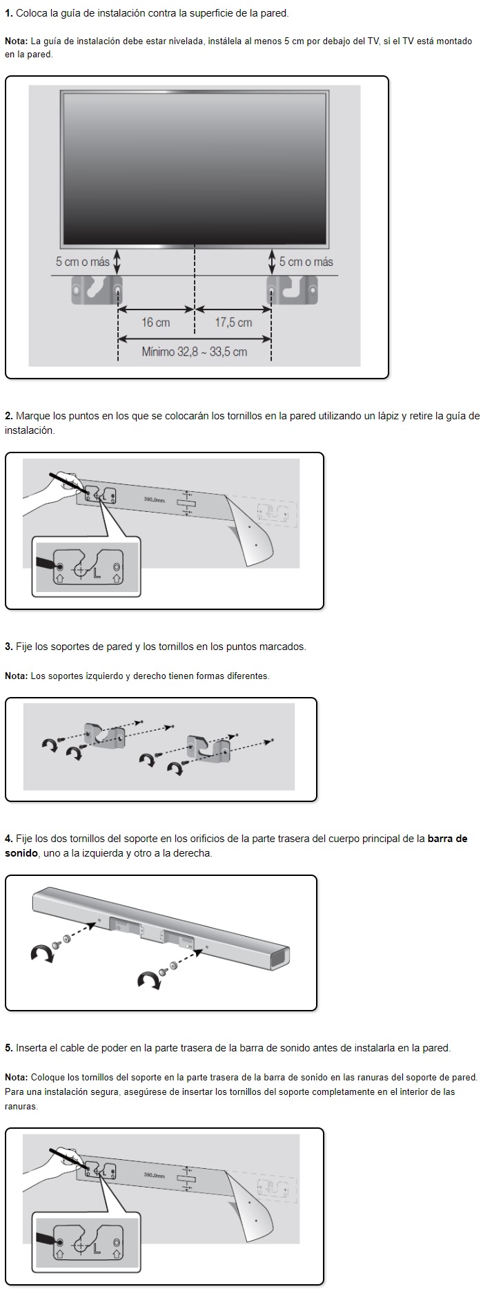 Barra de sonido HWH450 ¿Cómo realizar la instalación de la barra de