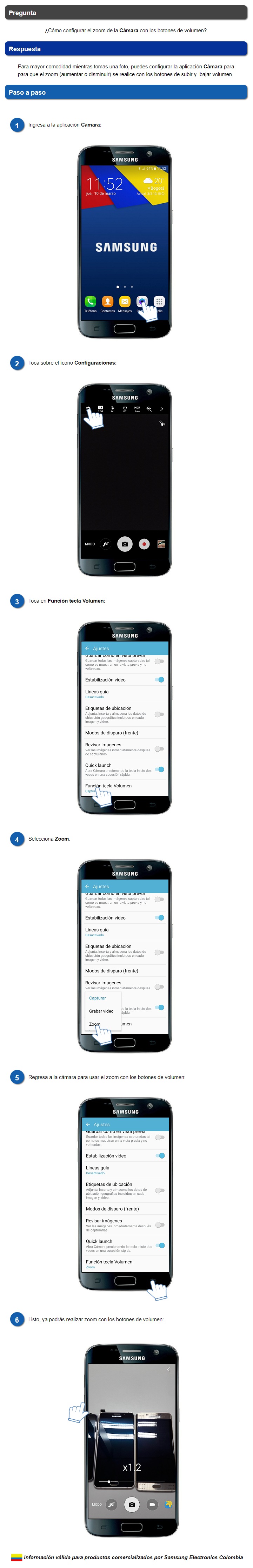 Galaxy S7 ¿Cómo configurar el zoom de la cámara con los botones de