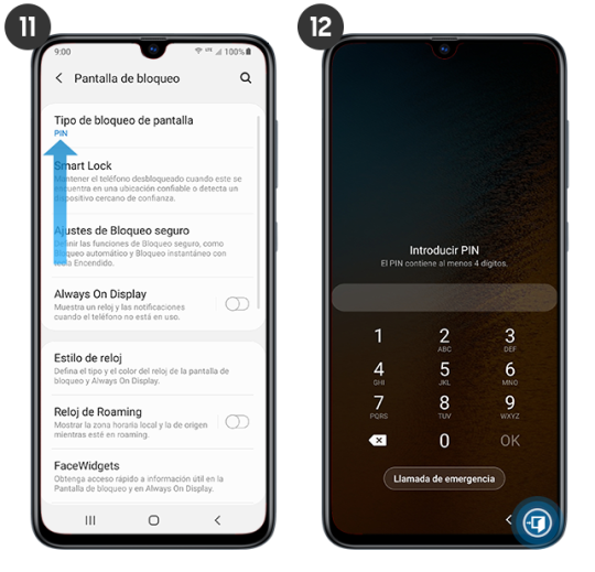 Galaxy A70 ¿Cómo activar el bloqueo de pantalla por PIN? Samsung