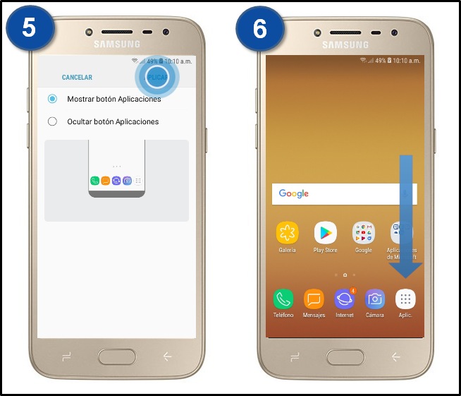 Galaxy J2 Pro ¿cómo Mostrar El Botón De Aplicaciones En La Pantalla De Inicio Samsung 