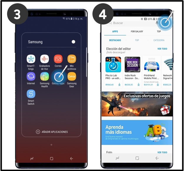 ¿cómo Actualizar Las Aplicaciones Desde Galaxy Apps En Tu Note 9 Samsung Soporte Co 