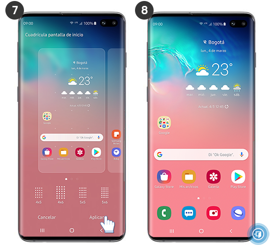 Galaxy S10 ¿cómo Cambiar La Cuadrícula De La Pantalla De Inicio Samsung Soporte Co 4549