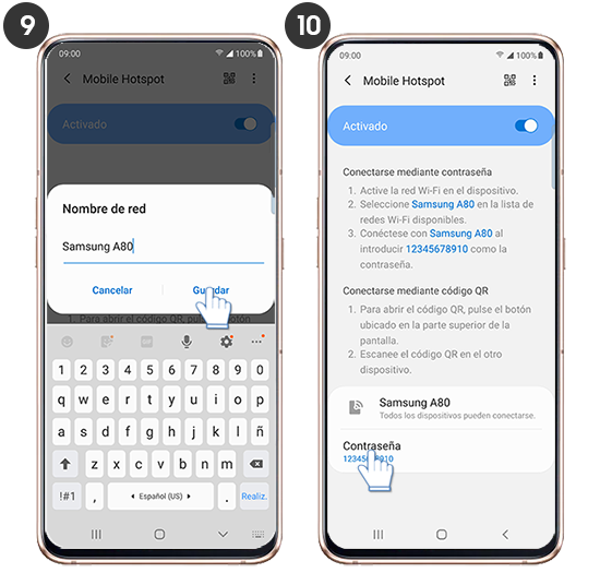 Galaxy A80 ¿Cómo cambiar el usuario y contraseña de Mobile Hotspot