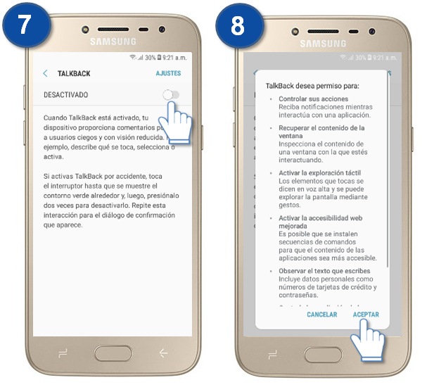 talkback samsung j2 prime