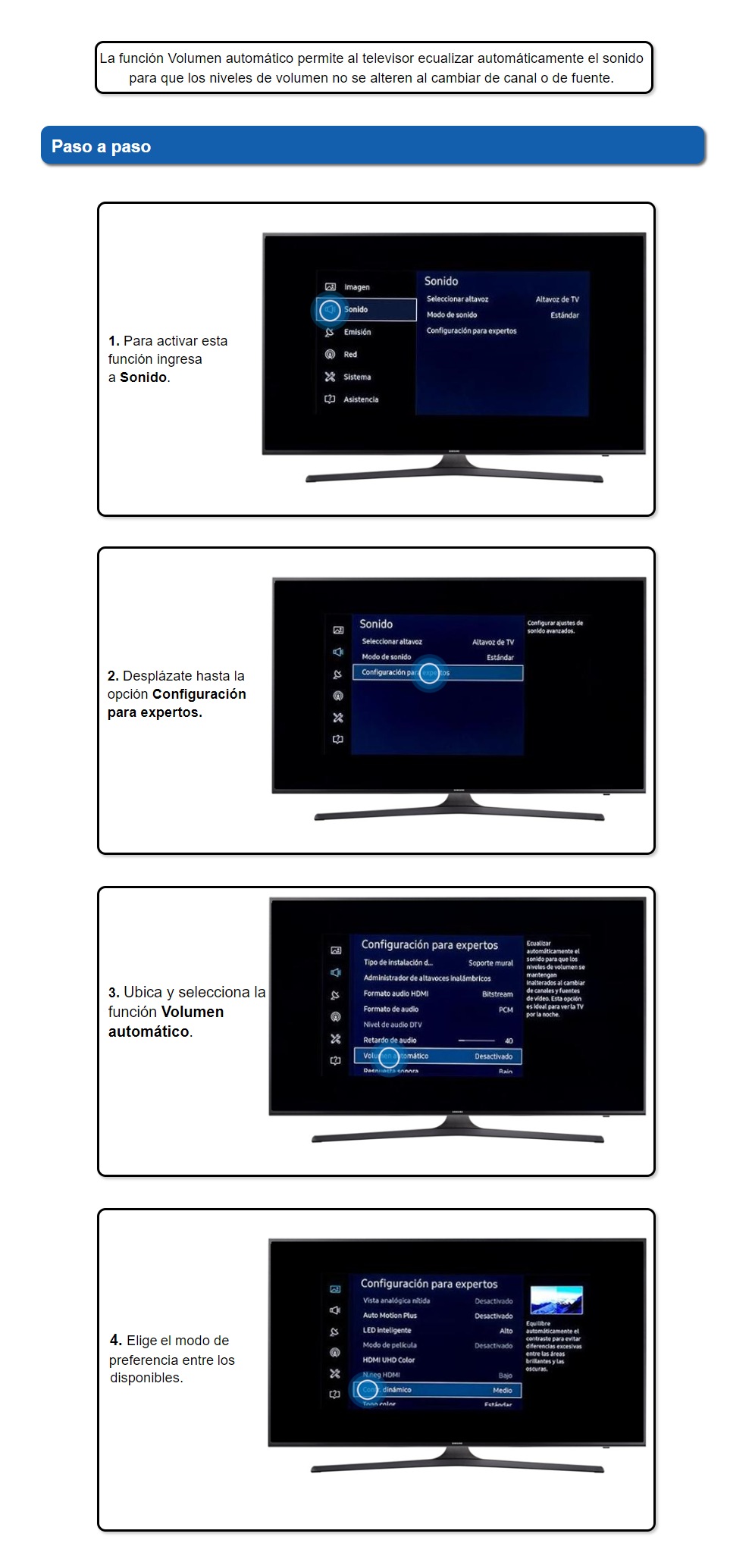 Samsung TV UN40KU6000 - ¿Cómo realizar la activación del volumen
