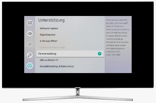 TV Bildschirm Einstellungen Remote-Support