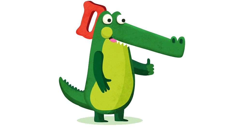 La mascotte, de l'interface du Mode Enfants pour les tablettes Samsung, est un sympathique crocodile au bec en forme de scie