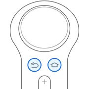 Illustration of the Gear VR Controller with the back key and home key highlighted