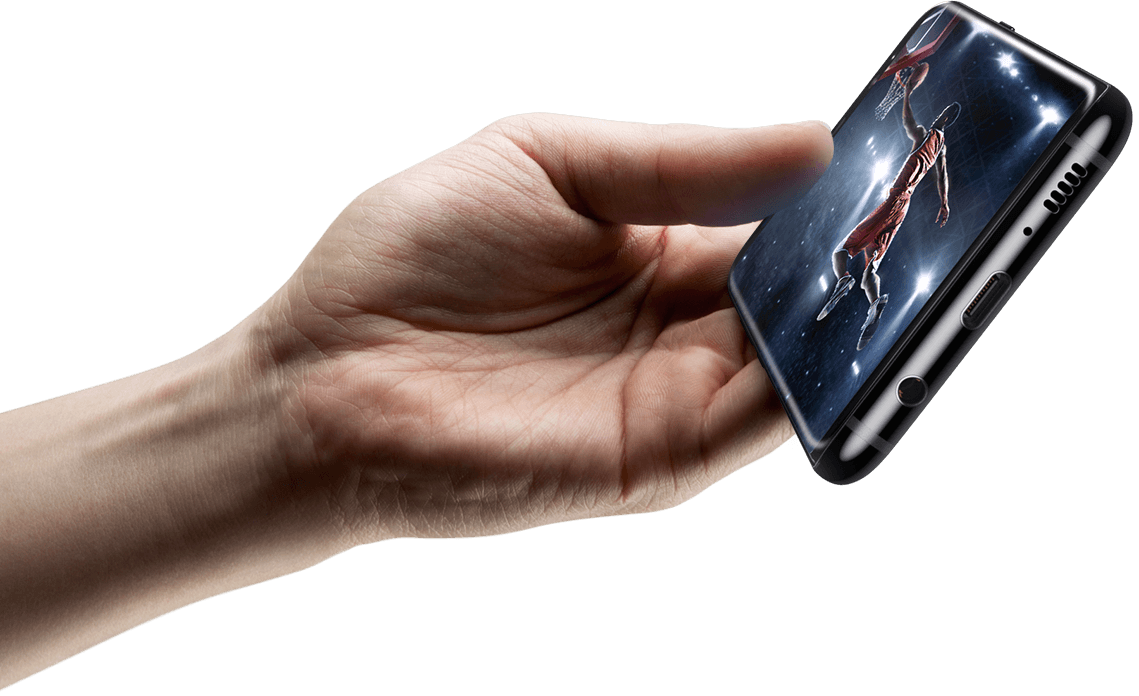 Galaxy S8 tenu en mode paysage avec une video sur l’écran