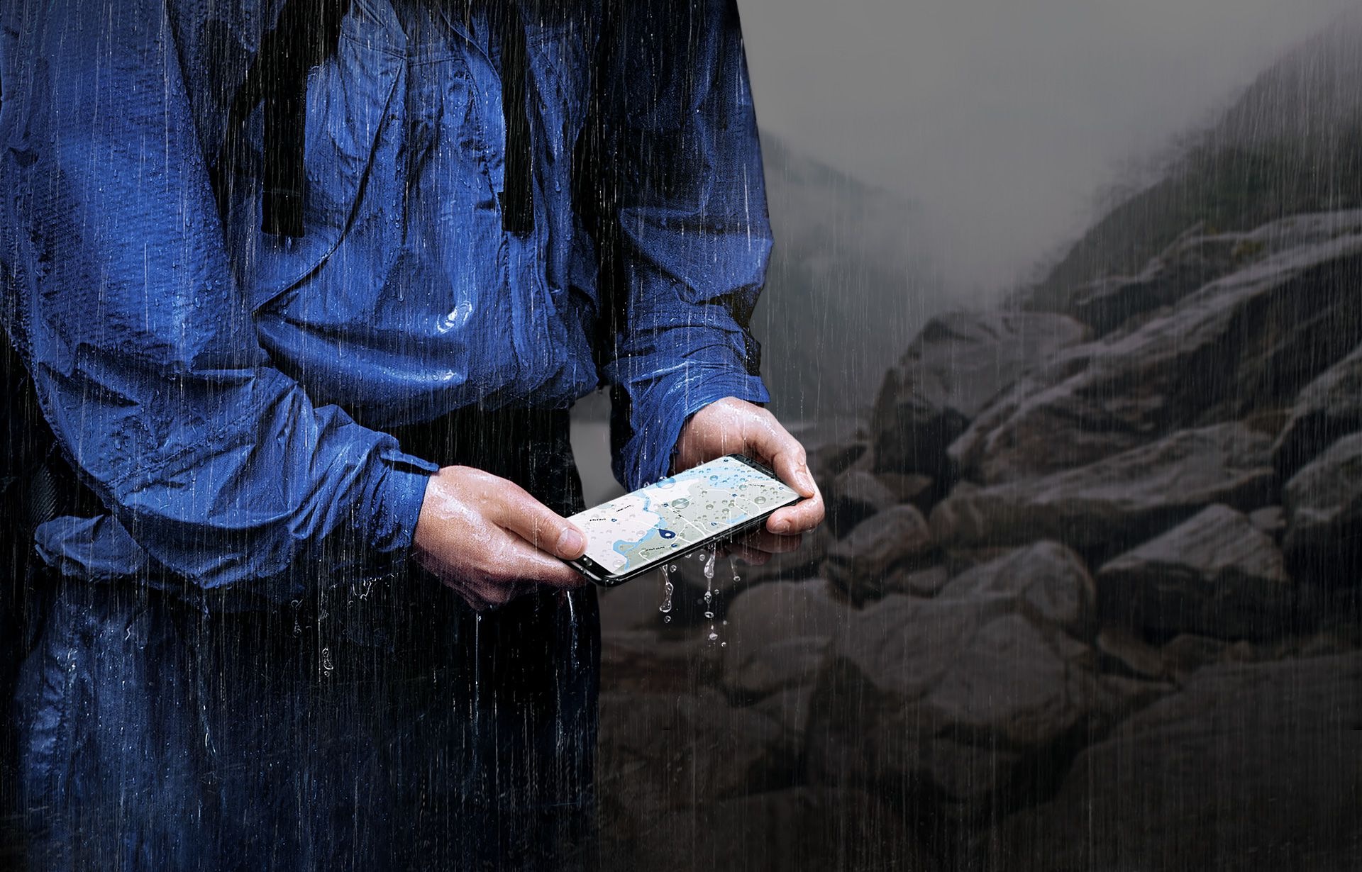 Galaxy S8 sous une pluie battante