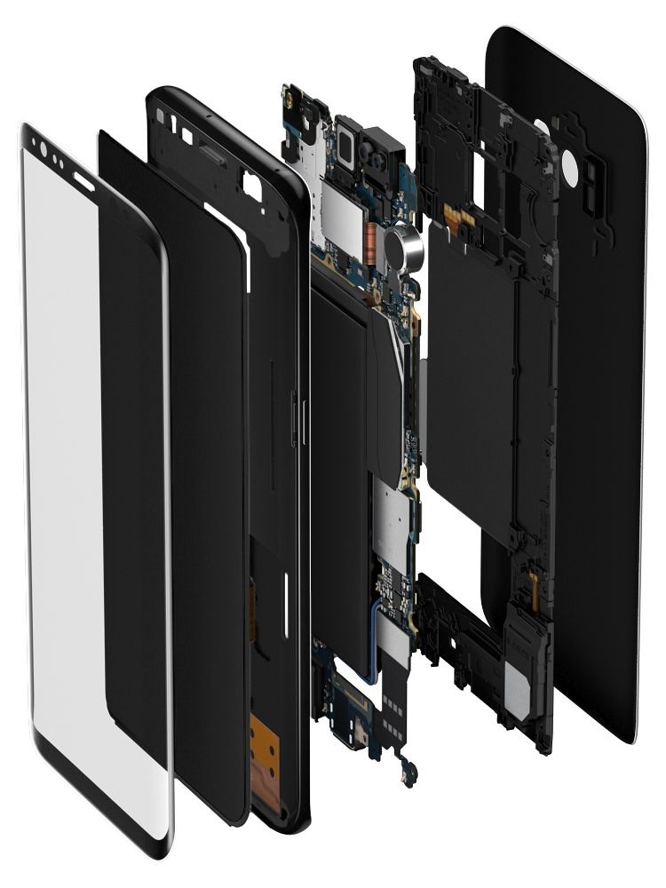 Visuel d'un Galaxy S8 décomposé 