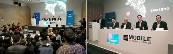 [Photo] Jio and Samsung's Joint Press Conference at MWC 2017