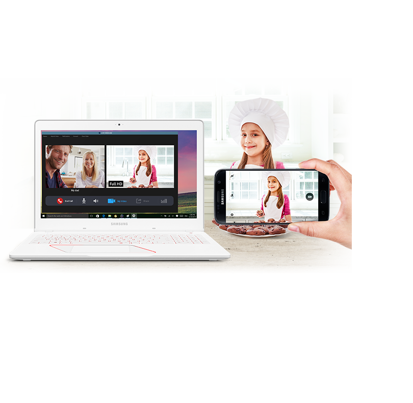 An image showing a user video chatting using the Wi-Fi camera feature.