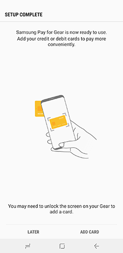 samsung pay not showing in gear app