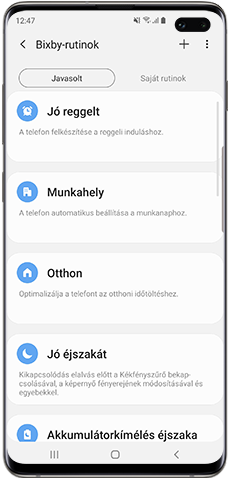 Ajánlott Bixby rutinok listája
