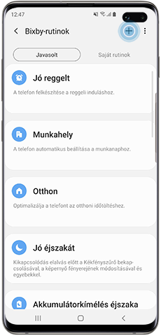 Hozzon létre egyéni Bixby rutint, Plusz ikon