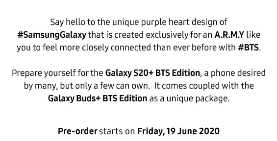 Prepare yourself for the Galaxy S20+ BTS Edition