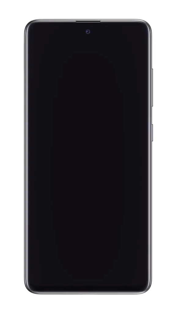 Tampilan depan Samsung A51s warna Prism Crush Black dengan layar Super AMOLED ukuran 6,5 inci Infinity-O Display