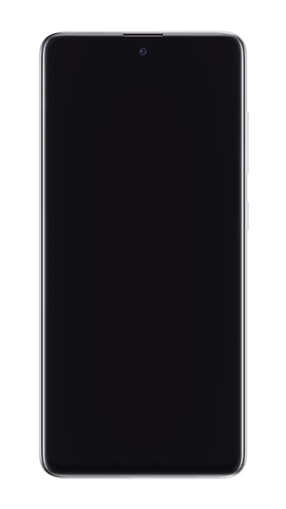 Tampilan depan Samsung A51s warna Prism Crush White dengan layar Super AMOLED ukuran 6,5 inci Infinity-O Display