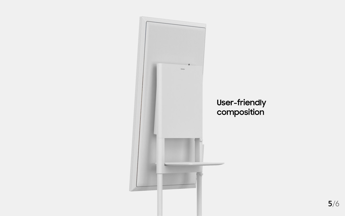 An image showing a Samsung Flip device slightly rotating towards the right with text that reads "User-friendly composition"(6-5)