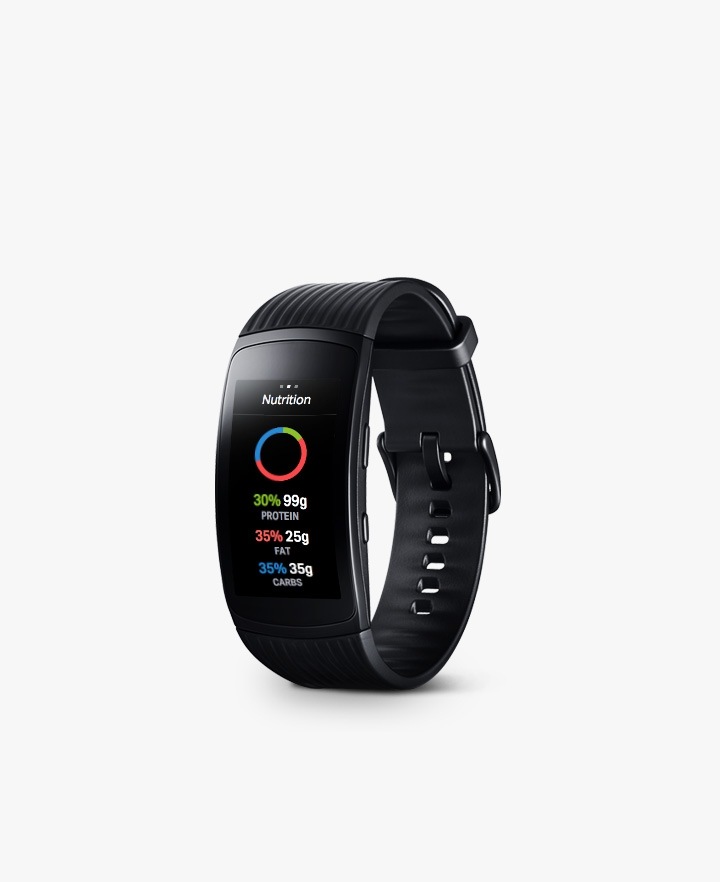 Gear Fit2 Pro with MyFitnessPal on screen